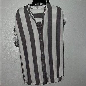 Madewell Black and White Striped shirt Casual Dress